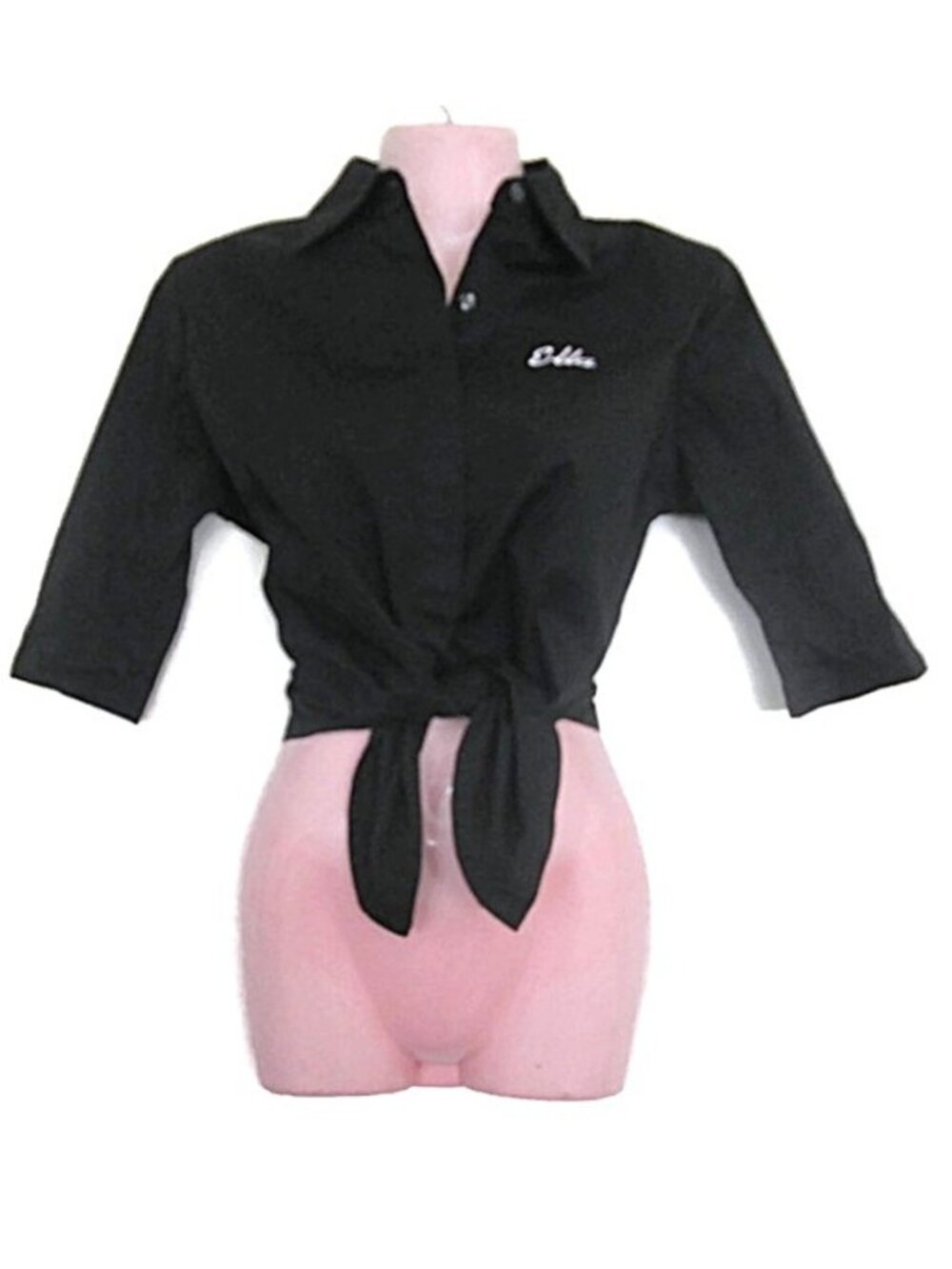 NEW y2k ella willie esco black crop top size medium rockabilly nwot